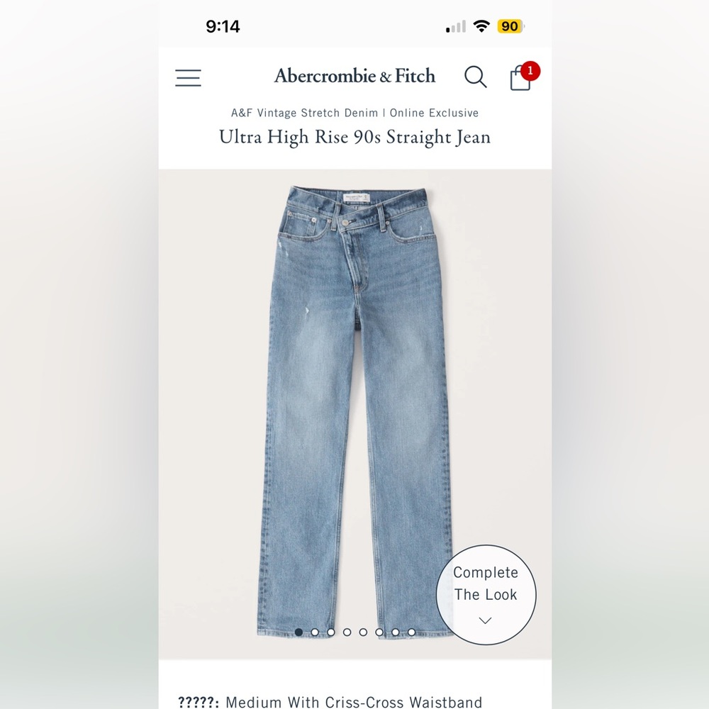 Abercrombie 90’s Ultra High Rise Straight Jeans